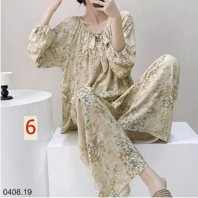 25HA0408.19 - BỘ DÀI NỮ CỔ TRÒN MẶC NHÀ