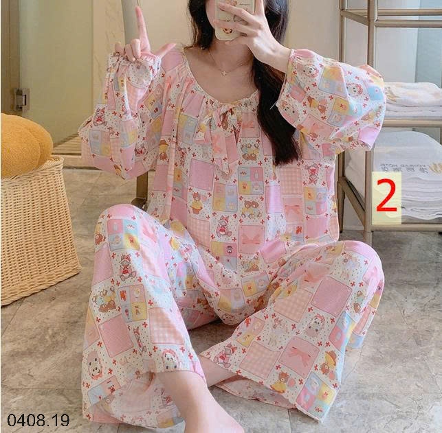 25HA0408.19 - BỘ DÀI NỮ CỔ TRÒN MẶC NHÀ