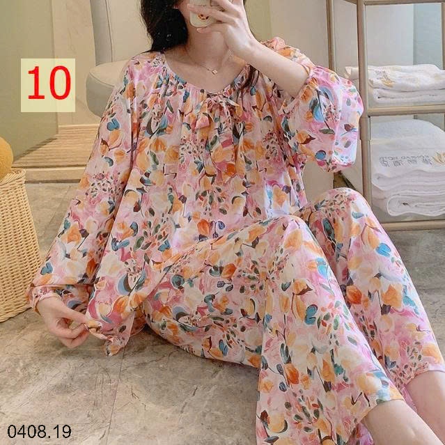 25HA0408.19 - BỘ DÀI NỮ CỔ TRÒN MẶC NHÀ