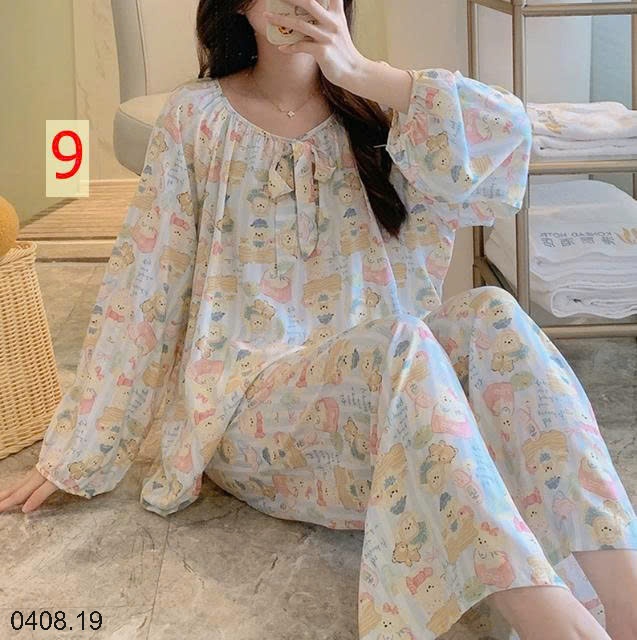 25HA0408.19 - BỘ DÀI NỮ CỔ TRÒN MẶC NHÀ