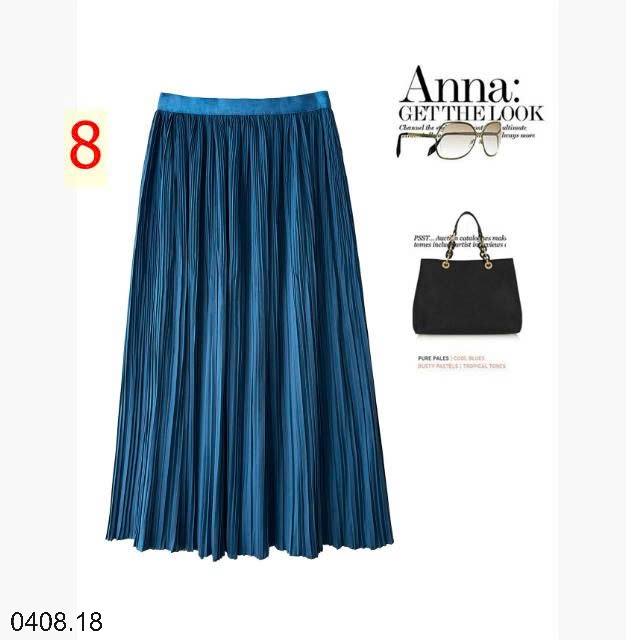 25HA0408.18 - CHÂN VÁY LỤA MIDI XẾP LY ANNA