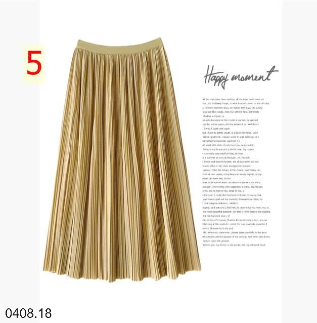 25HA0408.18 - CHÂN VÁY LỤA MIDI XẾP LY ANNA