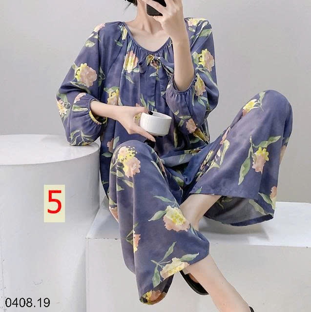 25HA0408.19 - BỘ DÀI NỮ CỔ TRÒN MẶC NHÀ