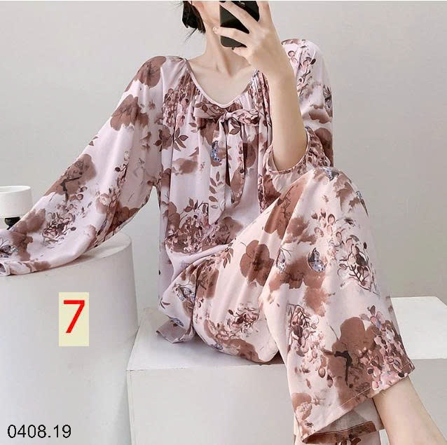 25HA0408.19 - BỘ DÀI NỮ CỔ TRÒN MẶC NHÀ