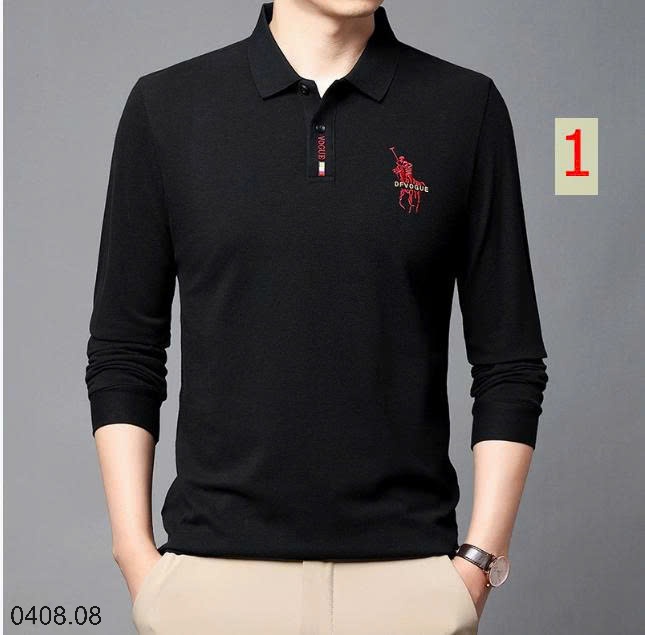 25HA0408.08 - ÁO POLO DÀI TAY THÊU HÌNH NGỰA