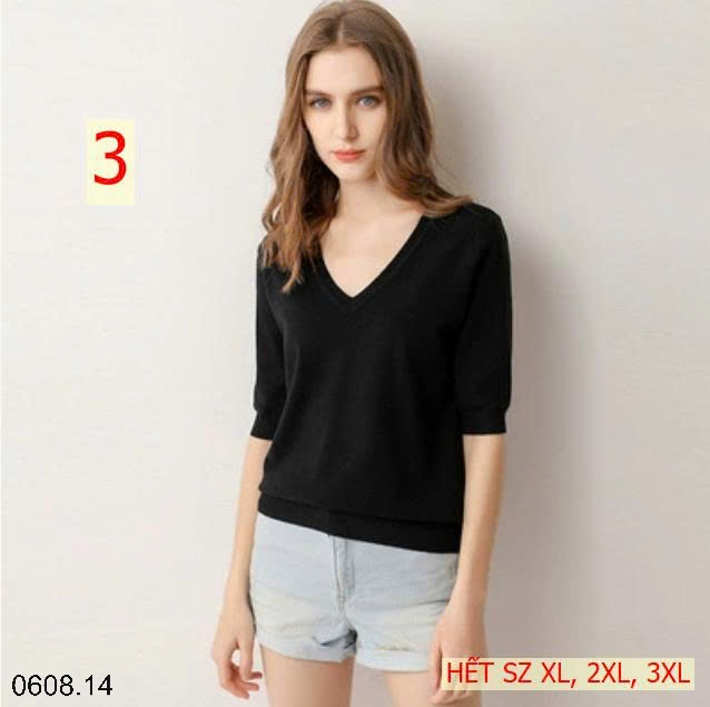 25HA0608.14 - ÁO LEN CỔ V TAY LỠ MÙA THU