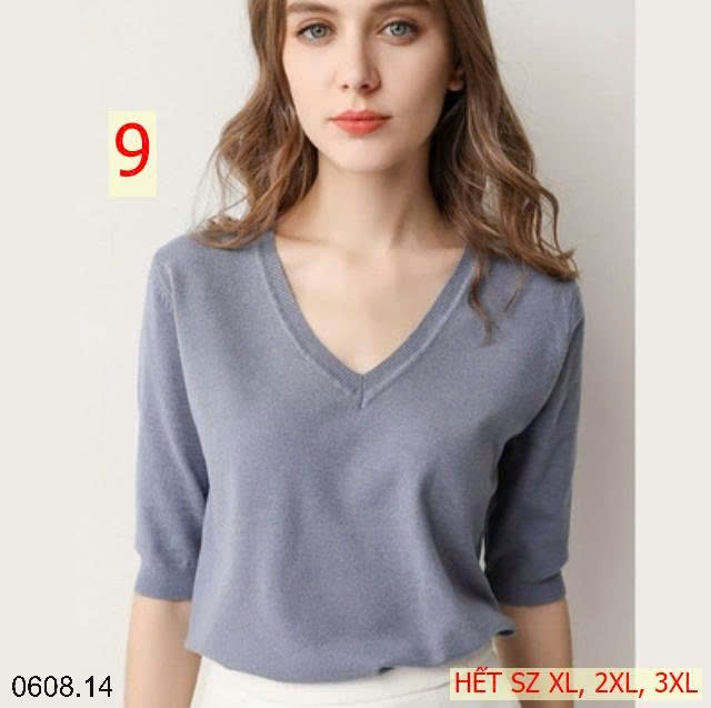25HA0608.14 - ÁO LEN CỔ V TAY LỠ MÙA THU