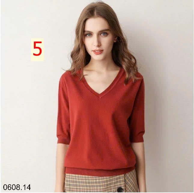 25HA0608.14 - ÁO LEN CỔ V TAY LỠ MÙA THU
