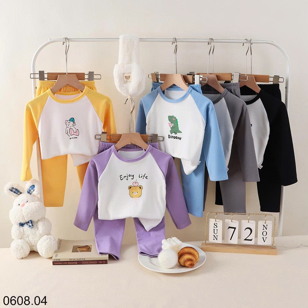25HA0608.04 - SET 2 BỘ NỈ THU ĐÔNG MẶC NHÀ CHO BÉ YÊU