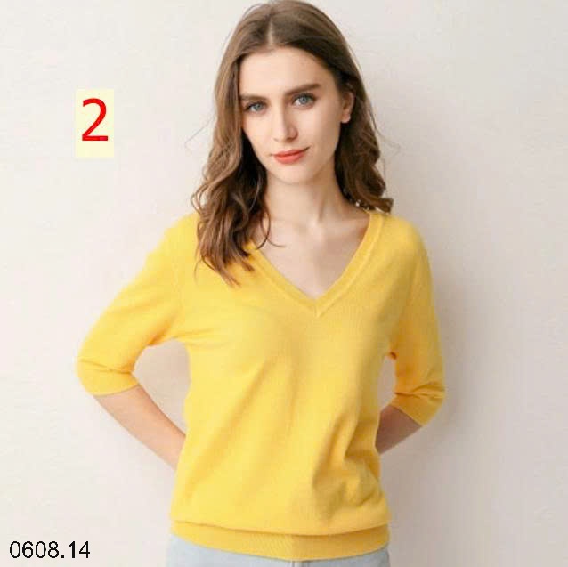 25HA0608.14 - ÁO LEN CỔ V TAY LỠ MÙA THU