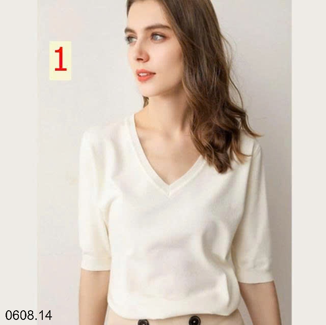 25HA0608.14 - ÁO LEN CỔ V TAY LỠ MÙA THU