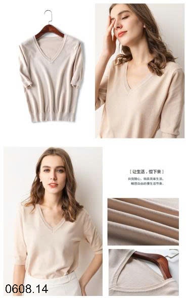 25HA0608.14 - ÁO LEN CỔ V TAY LỠ MÙA THU
