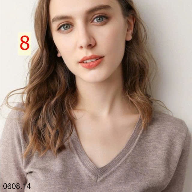 25HA0608.14 - ÁO LEN CỔ V TAY LỠ MÙA THU