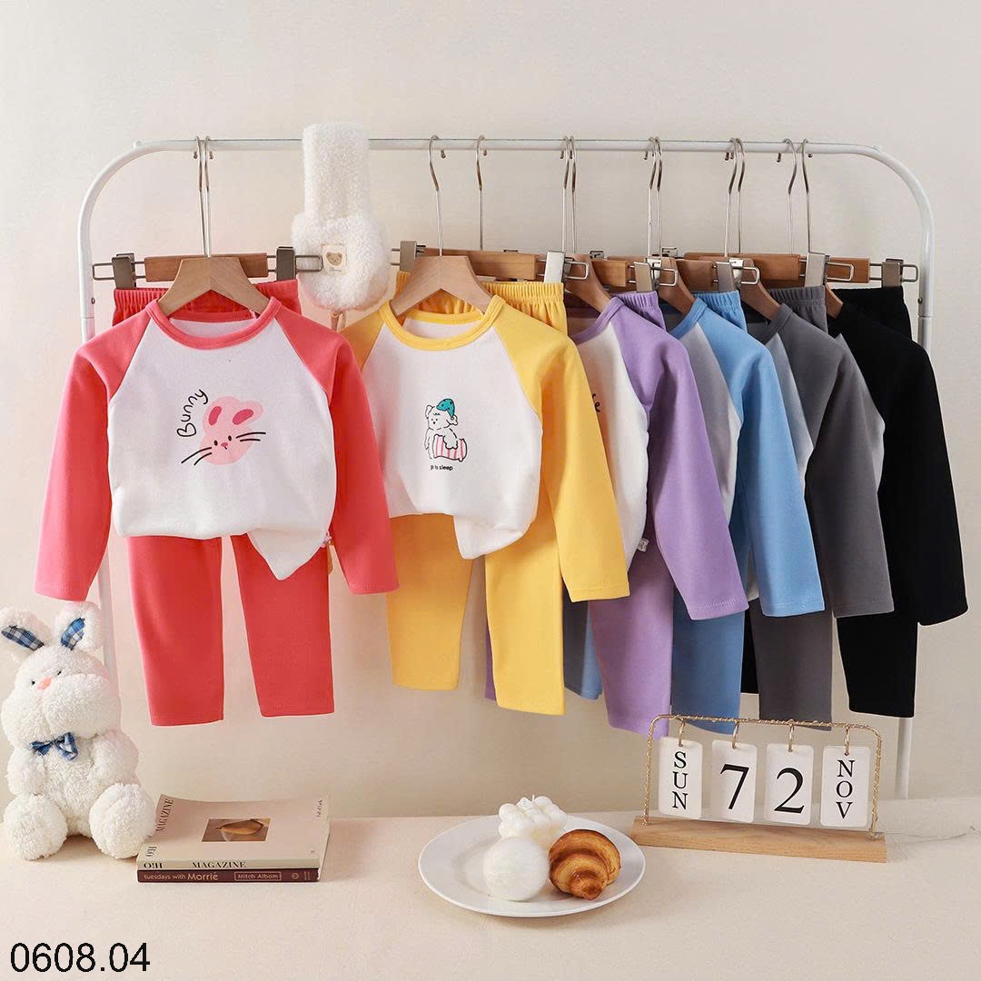 25HA0608.04 - SET 2 BỘ NỈ THU ĐÔNG MẶC NHÀ CHO BÉ YÊU