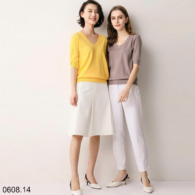 25HA0608.14 - ÁO LEN CỔ V TAY LỠ MÙA THU