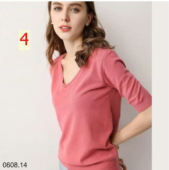 25HA0608.14 - ÁO LEN CỔ V TAY LỠ MÙA THU
