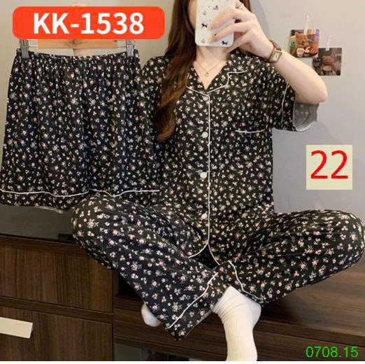 25HA0708.15 - SET BỘ MẶC NHÀ 3 CHI TIẾT CHO NỮ
