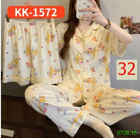 25HA0708.15 - SET BỘ MẶC NHÀ 3 CHI TIẾT CHO NỮ