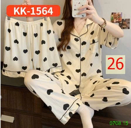 25HA0708.15 - SET BỘ MẶC NHÀ 3 CHI TIẾT CHO NỮ