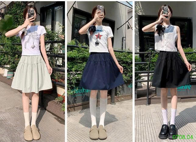 25HA0708.04 - VÁY CHỮ A DÁNG XÒE NGẮN
