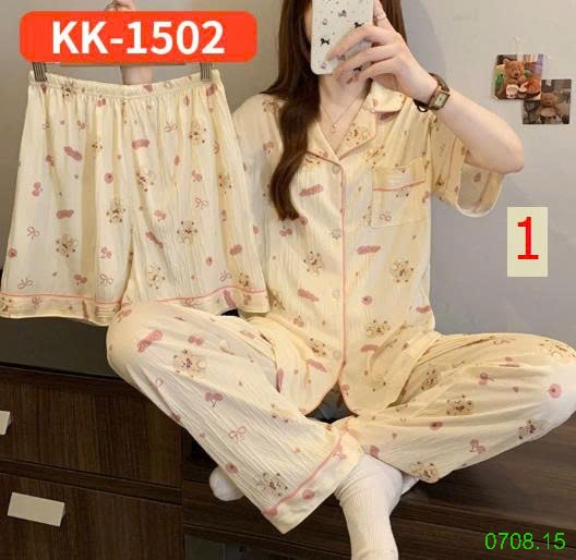 25HA0708.15 - SET BỘ MẶC NHÀ 3 CHI TIẾT CHO NỮ