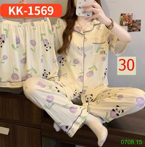25HA0708.15 - SET BỘ MẶC NHÀ 3 CHI TIẾT CHO NỮ
