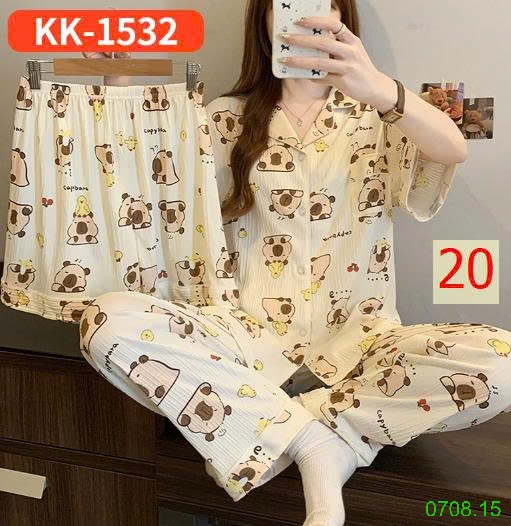 25HA0708.15 - SET BỘ MẶC NHÀ 3 CHI TIẾT CHO NỮ