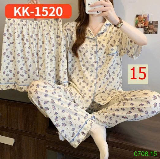 25HA0708.15 - SET BỘ MẶC NHÀ 3 CHI TIẾT CHO NỮ
