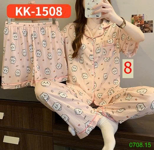 25HA0708.15 - SET BỘ MẶC NHÀ 3 CHI TIẾT CHO NỮ