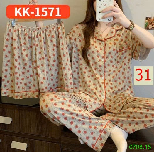25HA0708.15 - SET BỘ MẶC NHÀ 3 CHI TIẾT CHO NỮ