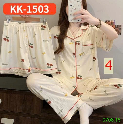 25HA0708.15 - SET BỘ MẶC NHÀ 3 CHI TIẾT CHO NỮ