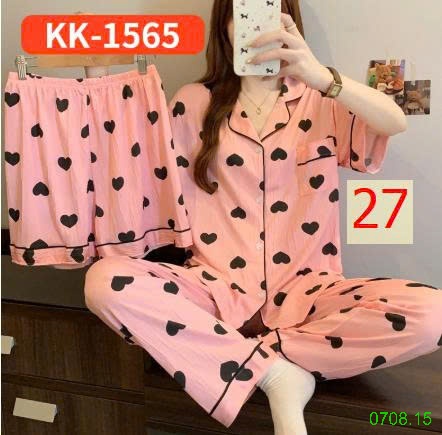 25HA0708.15 - SET BỘ MẶC NHÀ 3 CHI TIẾT CHO NỮ