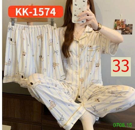 25HA0708.15 - SET BỘ MẶC NHÀ 3 CHI TIẾT CHO NỮ