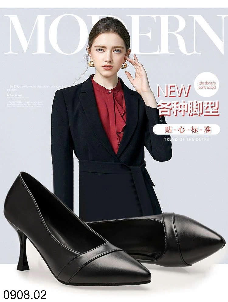 25HA0908.02 - GIÀY ĐEN CÔNG SỞ MŨI NHỌN