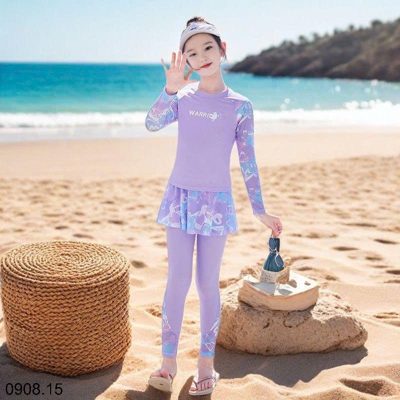 25HA0908.15 - SET BỘ BƠI DÀI TAY CHỐNG NẮNG CHO BÉ GÁI