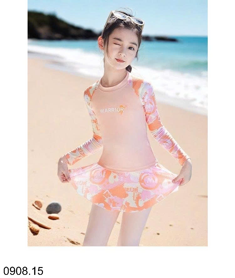25HA0908.15 - SET BỘ BƠI DÀI TAY CHỐNG NẮNG CHO BÉ GÁI