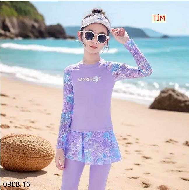 25HA0908.15 - SET BỘ BƠI DÀI TAY CHỐNG NẮNG CHO BÉ GÁI