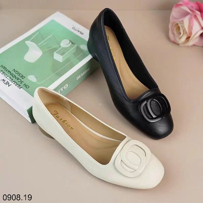 25HA0908.19 - GIÀY GÓT VUÔNG ĐẾ THẤP