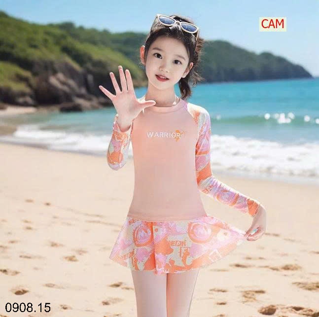 25HA0908.15 - SET BỘ BƠI DÀI TAY CHỐNG NẮNG CHO BÉ GÁI