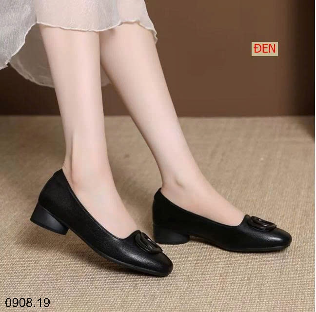 25HA0908.19 - GIÀY GÓT VUÔNG ĐẾ THẤP