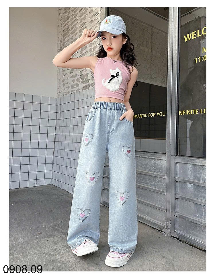 25HA0908.09 - QUẦN JEAN TENCEL BÉ GÁI SIZE ĐẠI