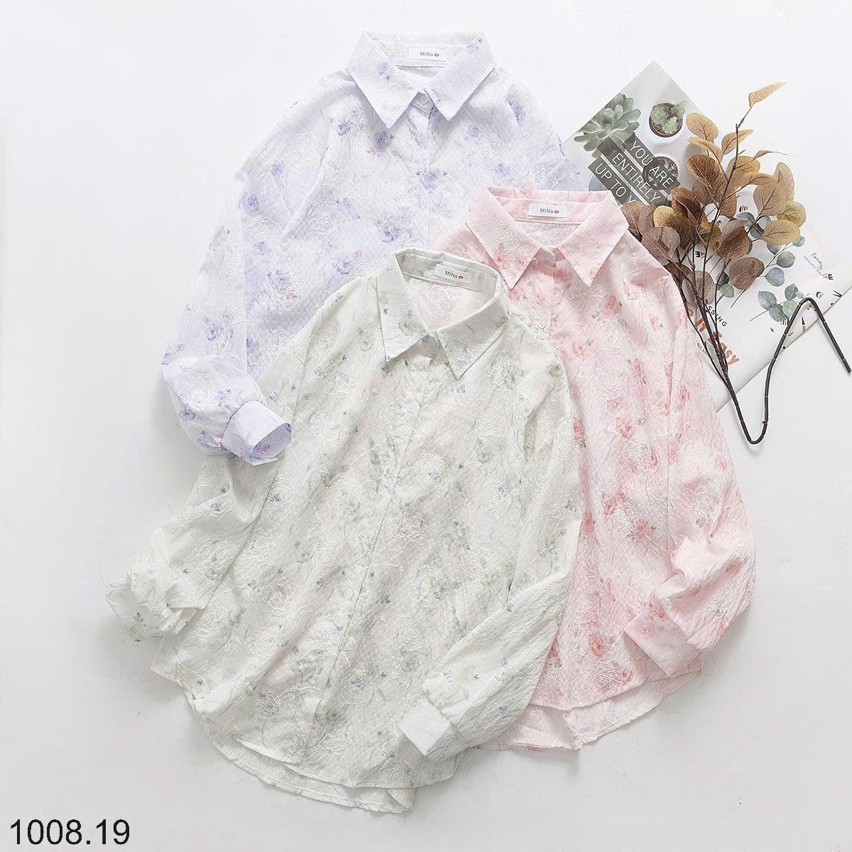 25HA1008.19 - SƠ MI HOA CHO NỮ
