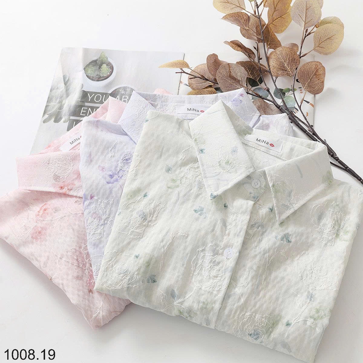 25HA1008.19 - SƠ MI HOA CHO NỮ