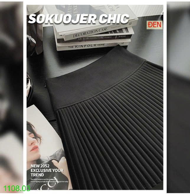 25HA1108.03 - CHÂN VÁY XẾP LY DÁNG NGẮN