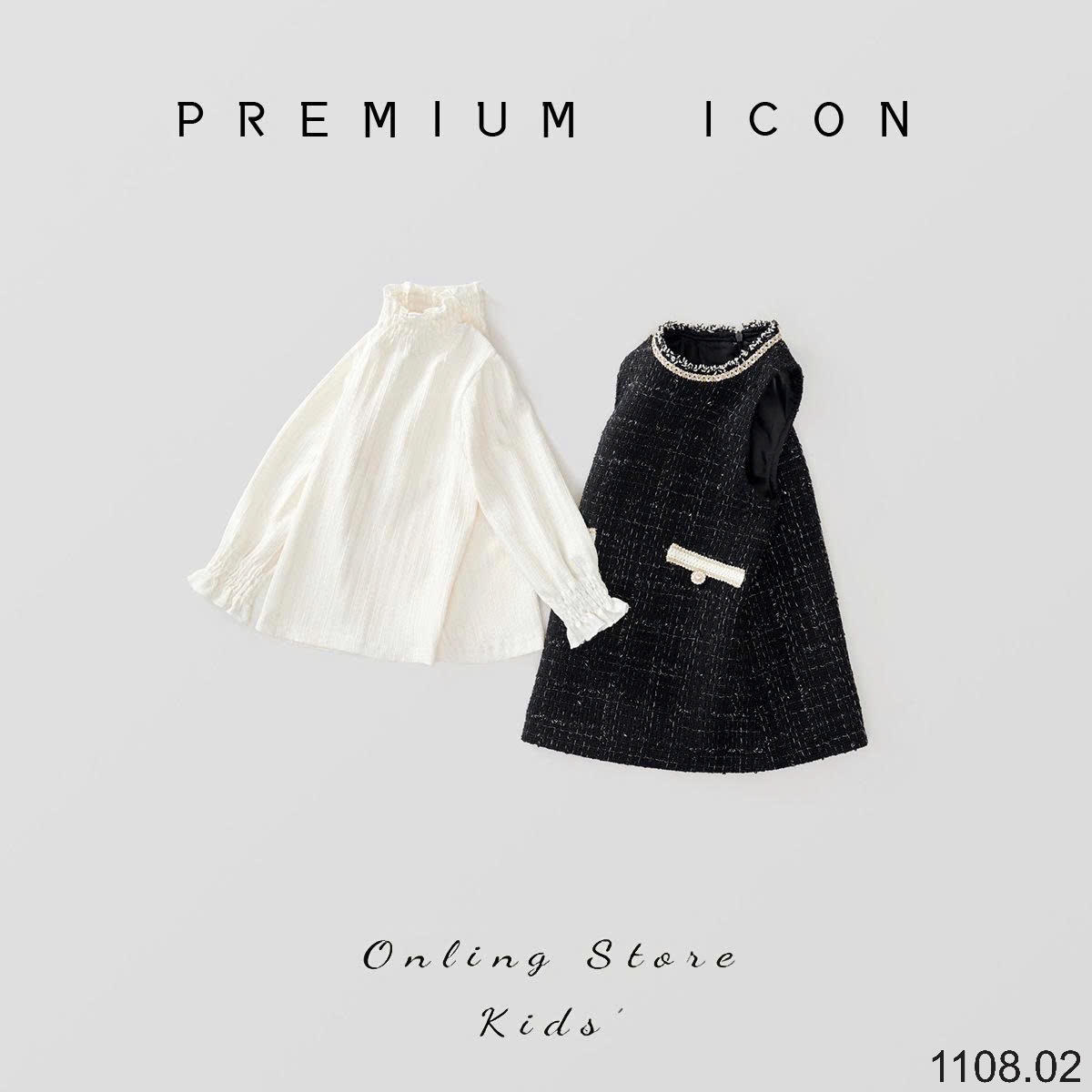 25HA1108.02 - ÁO CỔ REN MIX VÁY DẠ PREMIUM