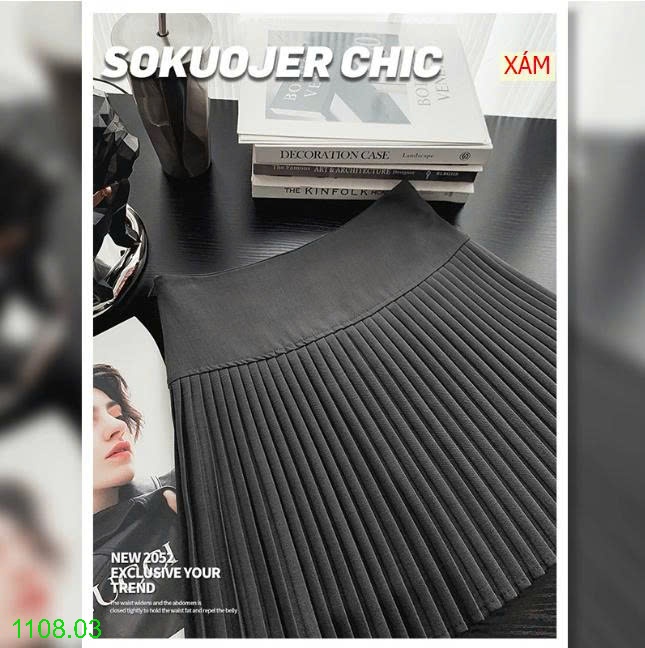 25HA1108.03 - CHÂN VÁY XẾP LY DÁNG NGẮN