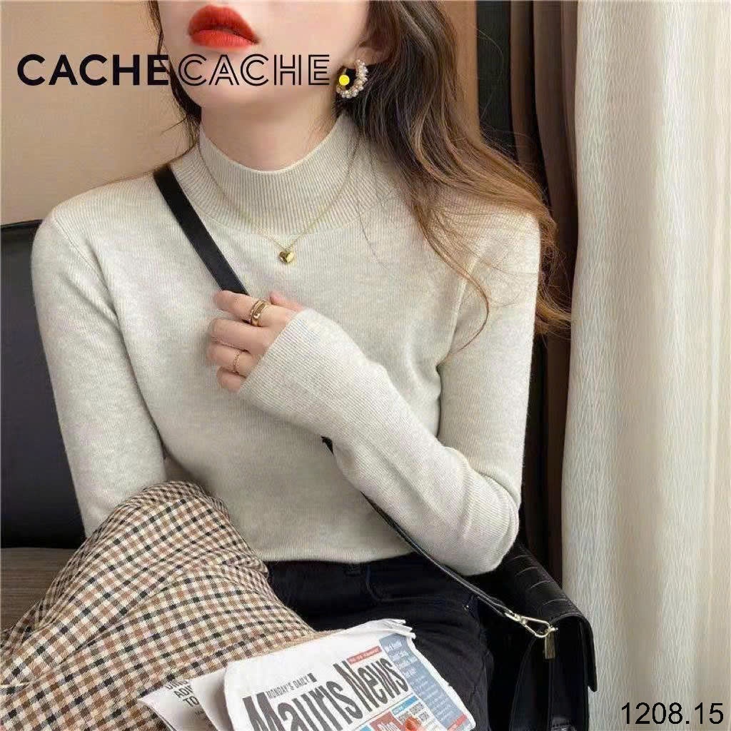 25HA1208.15 - ÁO LEN CỔ 3 PHÂN CACHEE