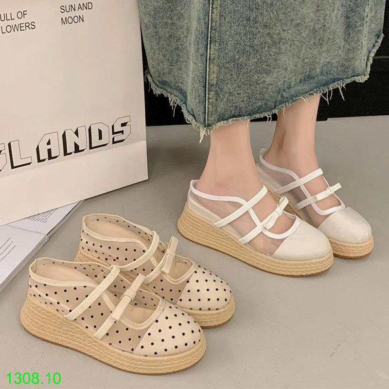 25HA1308.10 - DÉP SANDAL ĐẾ XUỒNG CHẤM BI