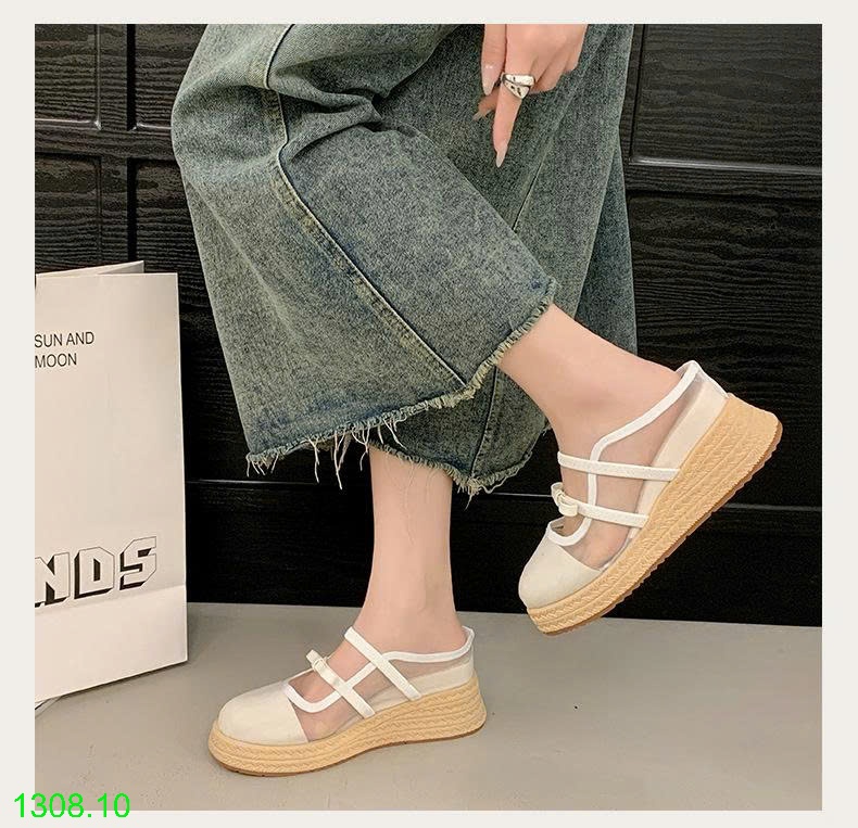 25HA1308.10 - DÉP SANDAL ĐẾ XUỒNG CHẤM BI