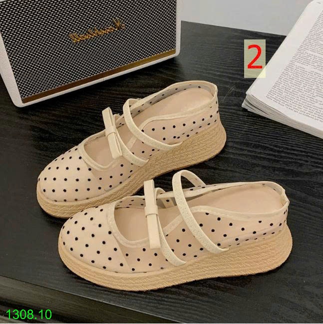 25HA1308.10 - DÉP SANDAL ĐẾ XUỒNG CHẤM BI